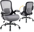 HYLONE 400lbs Heavy Duty Office Chair, 5" Thickened Seat Ergonomic Desk Chair with Adjustable Armrests, Home Office Computer Chairs for Long Hours Mesh Executive Chair(Dark Grey)