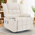 Korser 360° Swivel Rocker Recliner for Adults, Nursery Glider Recliner with Massage and Heating, Rocking Chair with Cup Holder, Manual Recliner Chair for Living Room, Bedroom (Fabric, Beige)