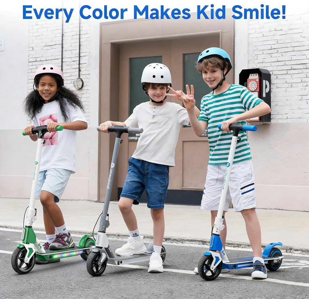 isinwheel S4 Electric Scooter for Kids Ages 6-14, 200W Foldable Kids Electric Scooter with 3 Speeds (5/8/12 Mph), LED Display, Colorful Lights, Gift for Kid