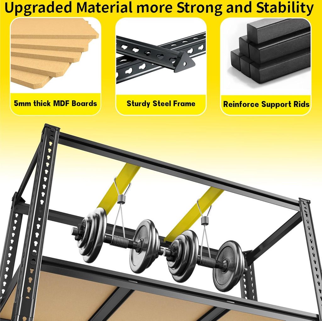 48" W Garage Shelving Heavy Duty 3080LBS Garage Storage Shelving, 5 Tier Adjustable Metal Shelving Unit Utility Rack Shelf for Warehouse, Pantry, Closet, Kitchen 72" H x 48" W x 24" D, Black,Gifts