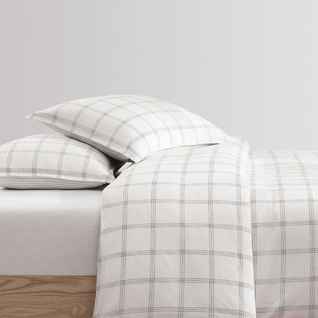 Tommy Hilfiger - King Comforter Set, Super Soft Bedding with Matching Sham, Breathable Bed Essentials (Modern Windowpane Blue, King)