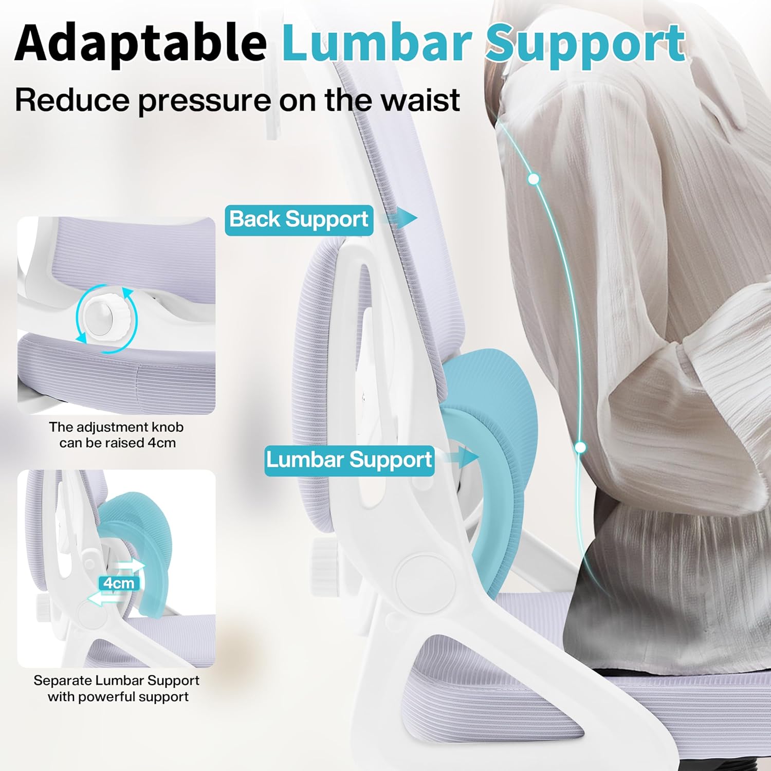 Ergonomic Office Chair,Mesh Office Chair with Lumbar Support,High Back Desk Chair with Flip-up Arms,400 lbs Big and Tall Computer Chair with Headrest,Comfy Desk Chairs (Lavender)