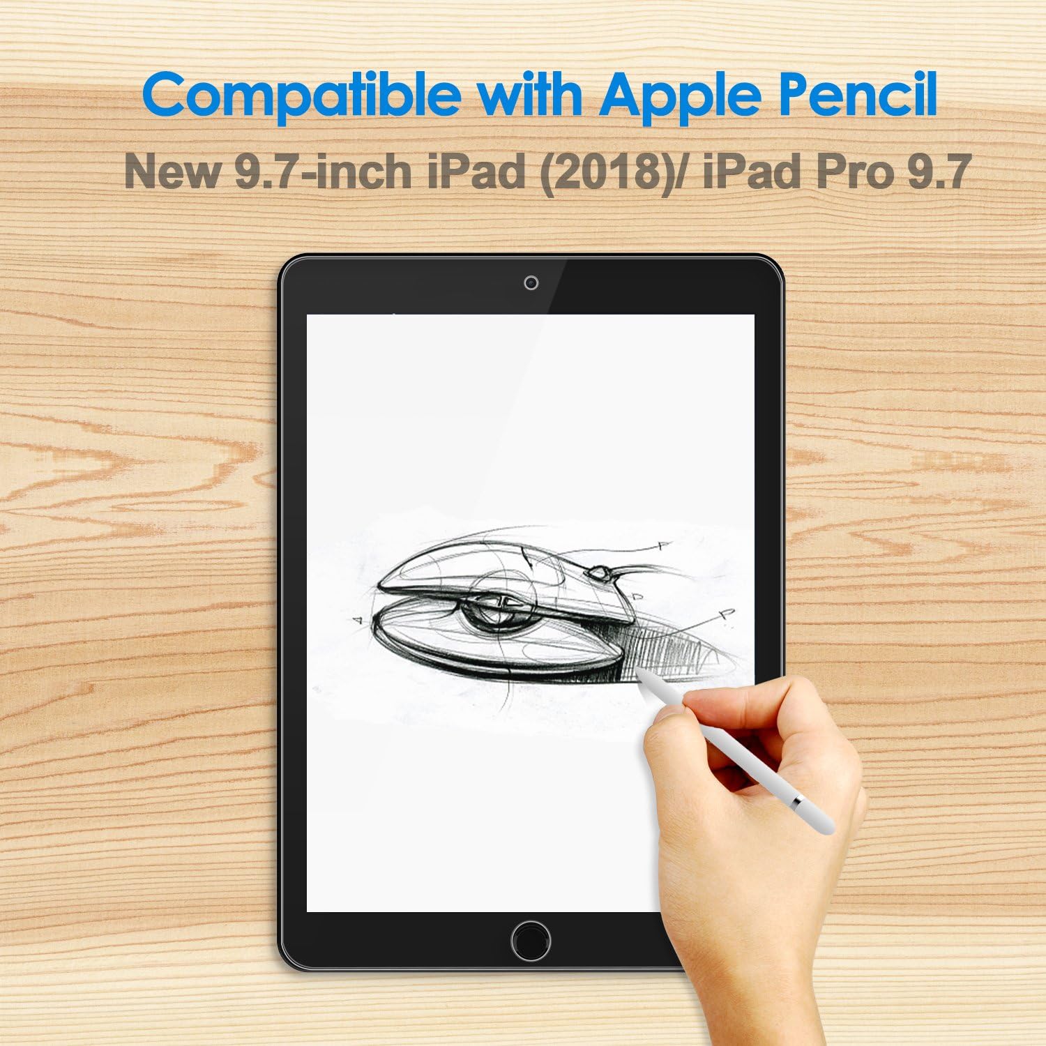 JETech Screen Protector for iPad (9.7-Inch, 2018/2017 Model, 6th/5th Generation), iPad Air 1, iPad Air 2, iPad Pro 9.7-Inch, Tempered Glass Film