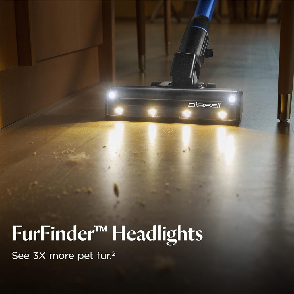 Bissell PowerClean FurFinder 200W Self-Standing Cordless Vacuum w/Tangle Free Brush Roll, Strong Suction, Removeable Battery, Wall Mount, Upholstery Tool & Bright Headlights