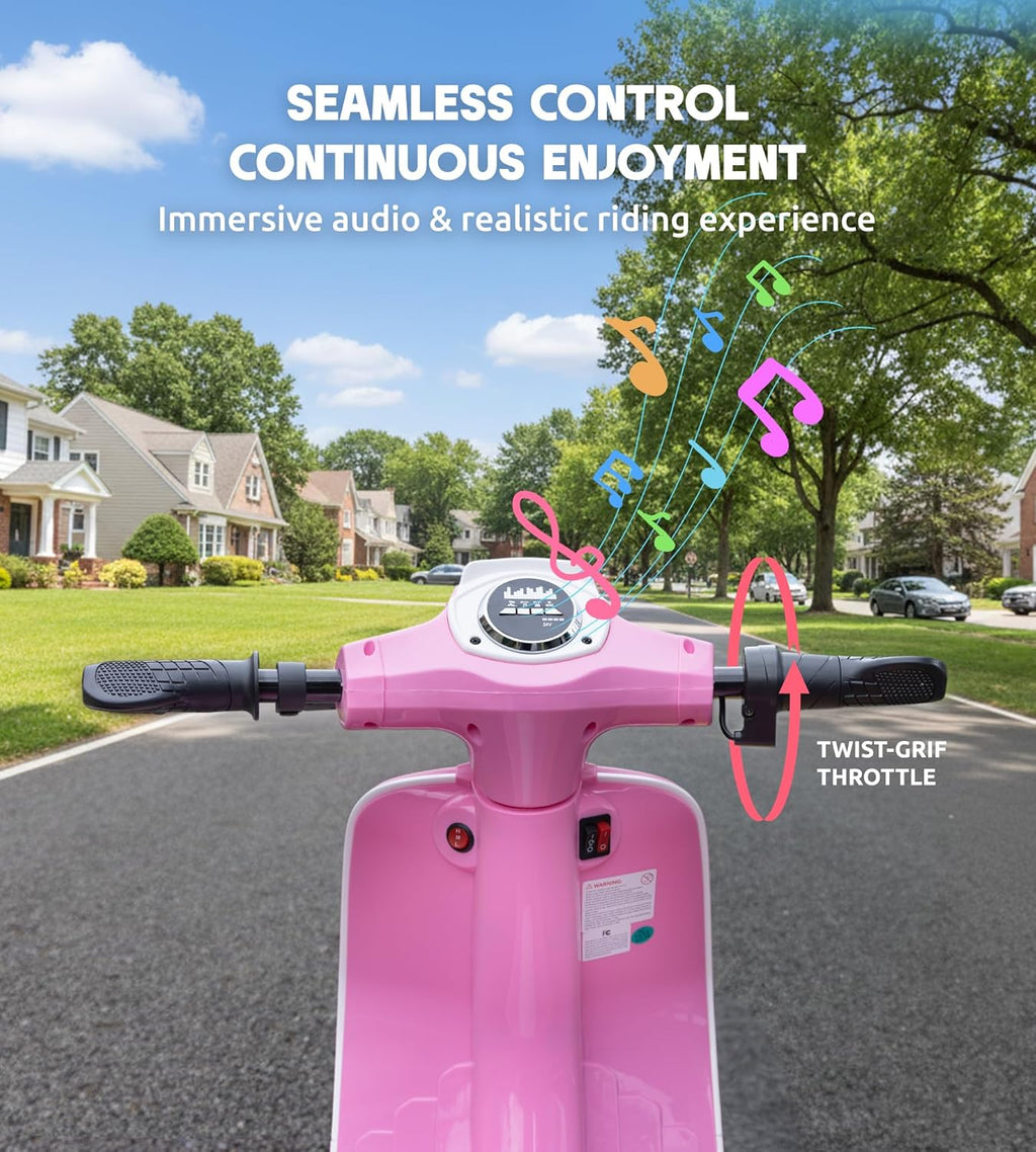 Kids Motorcycle, 2 Wheel Electric Motorcycle for Girls Ages 8-12, 24V Ride on Toys with Music, Story, Headlight, 3 Speed Options, Up to 60min Ride Time, for Riders up to 143 lbs, Easy Assemble, Pink