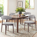COLAMY Wooden Dining Chairs Set of 4, Modern Fabric Upholstered Dining Room Chair, Farmhouse Kitchen Chair with Foot Pegs, Light Grey