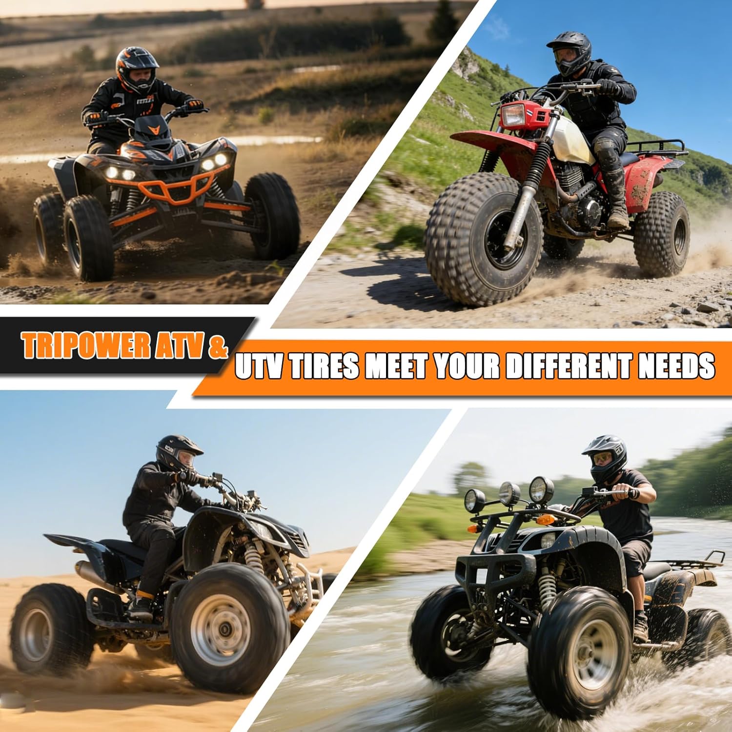 TRIPOWER 22x11x8 ATV UTV Tires 22x11-8 All-Terrain Knobby Golf Cart Tires for Trail Sand Mud Off-Road Tire, 6-Ply Tubeless, Pair of 2