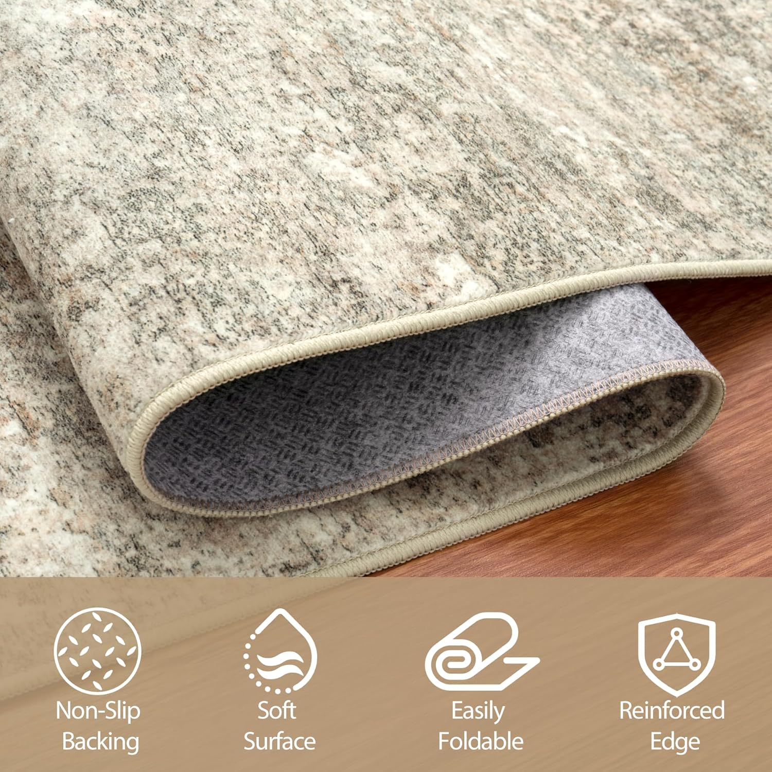 9x12 Area Rugs for Living Room Rug Washable: Abstract Large Rug for Dining Room Bedroom Carpet Non Slip 9 by 12 Indoor Modern Nursery Home Office Beige Brown