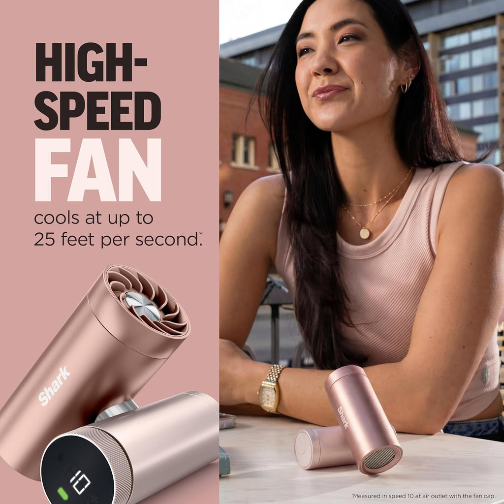 Shark ChillPill – The Only 3-in-1 Personal Cooling System with Fan, InstaChill Cooling Plate & Dry-Touch Mist – Portable, Handheld, Drops Skin Temp Up to 16°F, 10 Speeds, Carbon, FA022