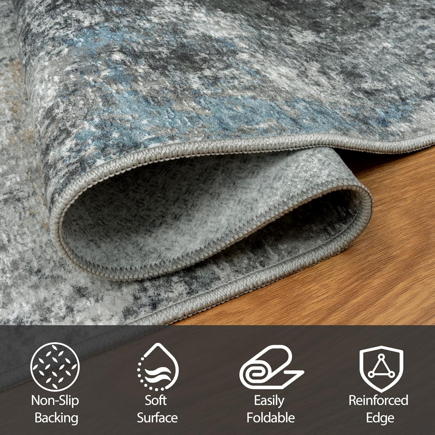 9x12 Area Rugs for Living Room Rug Washable: Abstract Large Rug for Dining Room Bedroom Carpet Non Slip 9 by 12 Indoor Modern Nursery Home Office Black Gold