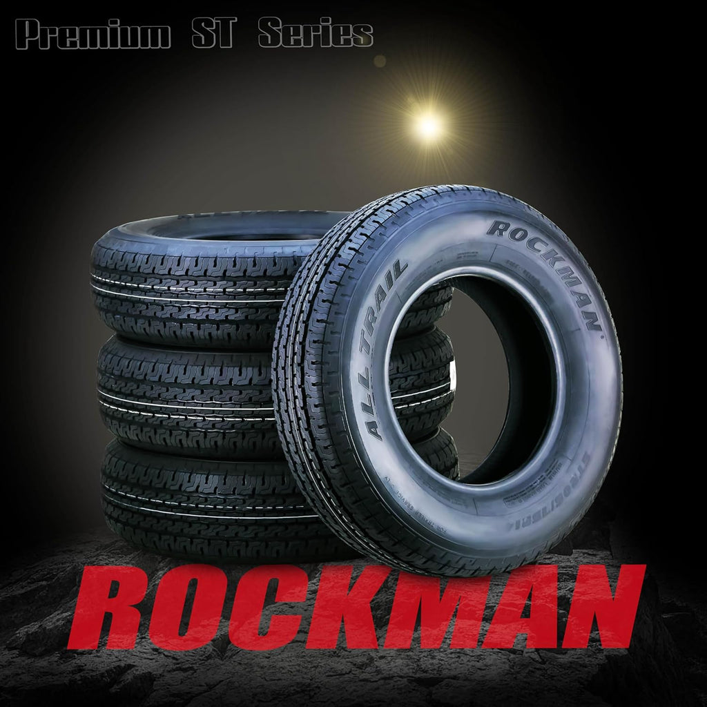ROCKMAN Trailer Tire ST225/75R15 10-Ply Load Range E 117M Steel Belted Radial 11168, Set2