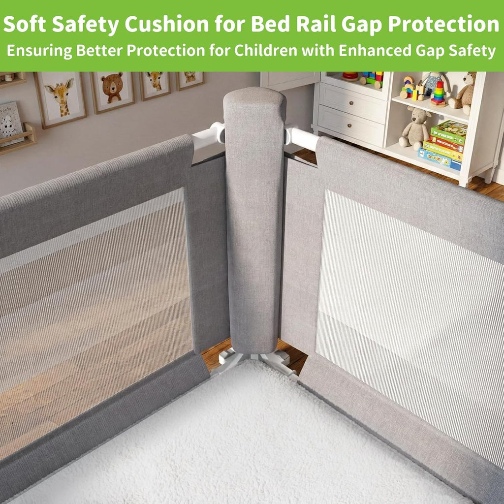 yulongtengfei 3-Piece King Size Bed Rail for Toddlers - Adjustable Baby Bed Rail Guard, Kids Safety Bed Rail for King Size Bed (78.7"x78.7"x74.8"-Grey)