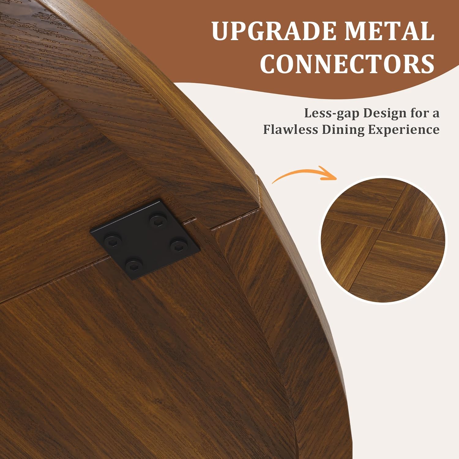 GRUSIGN Round Dining Table for 4-6, 47" Kitchen Table for Dining Room, Circle Farmhouse Kitchen Table, Wood Dinner Table for Kitchen, Living Room, Apartment