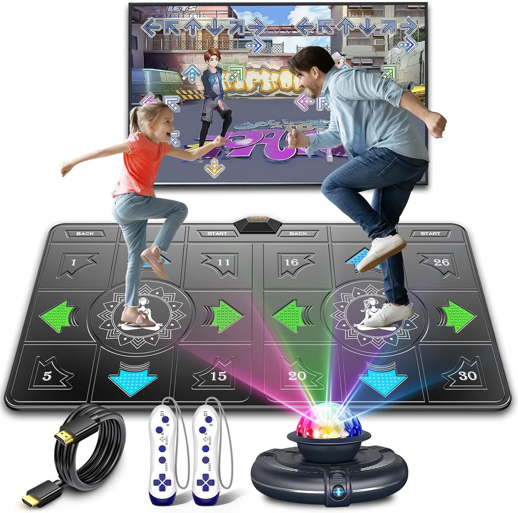 FWFX Wireless Dance Mat for Kids & Adults, Interactive TV Game System with Fitness Dance Pad, Plug & Play Indoor Sports Games for Family Fun(Gray)