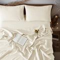 LBRO2M 100% Pure Linen Sheet Set Deep Pocket Up to 16" Bed Sheets Sets, Natural Flax Beddings Soft, Breathable, Comfortable for All Seasons 4 Pcs Sheet Set Queen Size, Beige