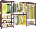 Ulif E1 Heavy Duty Closet Garment Rack, 6 Tiers Adjustable Metal Freestanding Expandable Clothing Storage with 4 Hanger Rods, Easy to Assemble Wardrobe, 71.4" H x (70" - 88.2") L x 14" D, Bronze