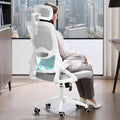 Ergonomic Office Chair,Mesh Office Chair with Lumbar Support,High Back Desk Chair with Flip-up Arms,400 lbs Big and Tall Computer Chair with Headrest,Comfy Desk Chairs (Light Grey)