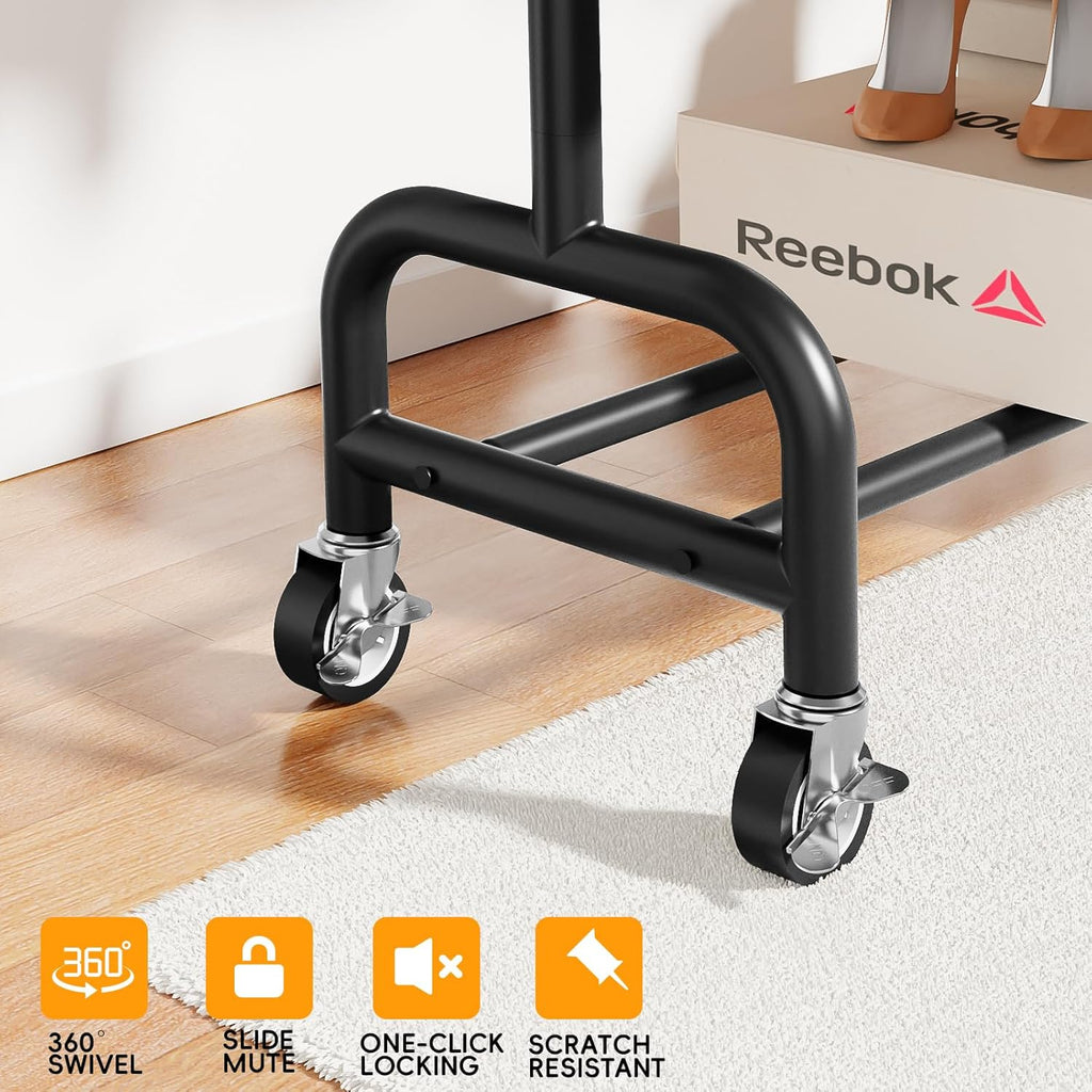 Heavy Duty Clothing Racks for Hanging Clothes Rack, 45" Wide Rolling Garment Rack Metal Clothing Hanger Rack with Wheels Wardrobe Rack for Coats, Shirts, Dress, (Black)