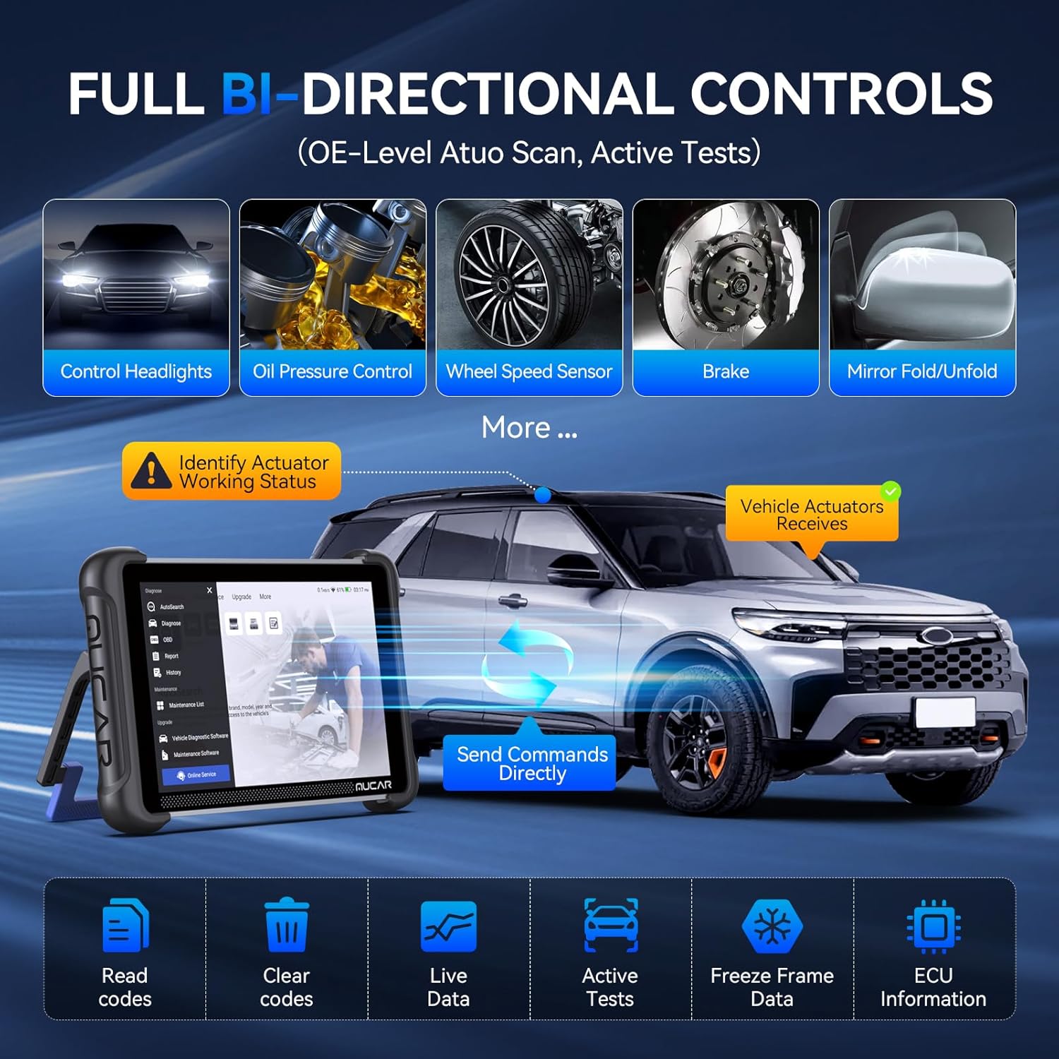 MUCAR 892BT AI-Assisted Bidirectional Scan Tool, Full System OBD2 Scanner, Bi-Directional OBD2 Scanner Diagnostic Tool,ECU Coding, 35 Services, FCA Autoauth, CANFD and DOIP, Free Lifetime Upgrade