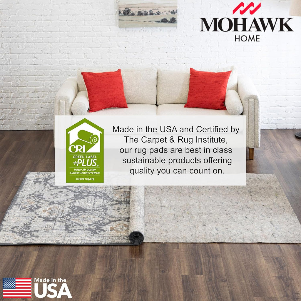 Mohawk Home Non Slip Rug Pad 10' x 14'- 1/4" Thick Felt + Latex Rubber Gripper - Dual Surface Cushion for Hardwood, Carpet, Tile Floors, Made in USA