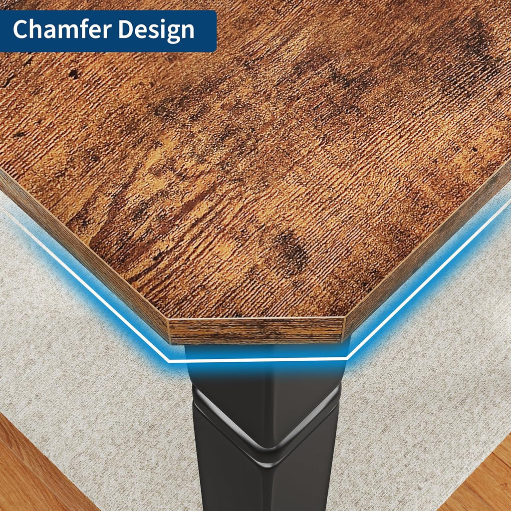 Garvee Large Dining Table for 6-8 People, 71" Wooden Kitchen Table with Sturdy Metal Frame, Dining Room Table for Dining Room, Kitchen, Black Leg & Retro