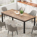 71 Inch Industrial Dining Table, Large Rectangle Kitchen Table with Metal Legs, Round Corners, Wooden Conference Tables Writing Desk for Dining Room, Living Room, Retro Brown