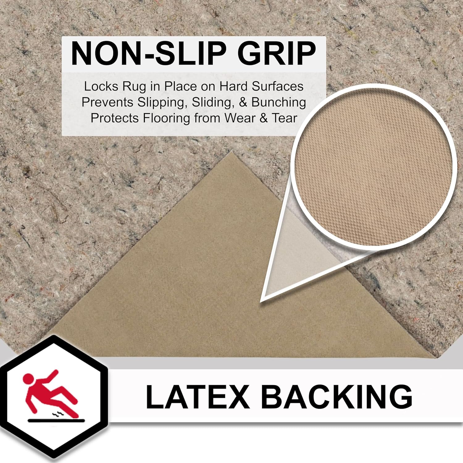 Mohawk Home Non Slip Rug Pad 10' x 14'- 1/4" Thick Felt + Latex Rubber Gripper - Dual Surface Cushion for Hardwood, Carpet, Tile Floors, Made in USA