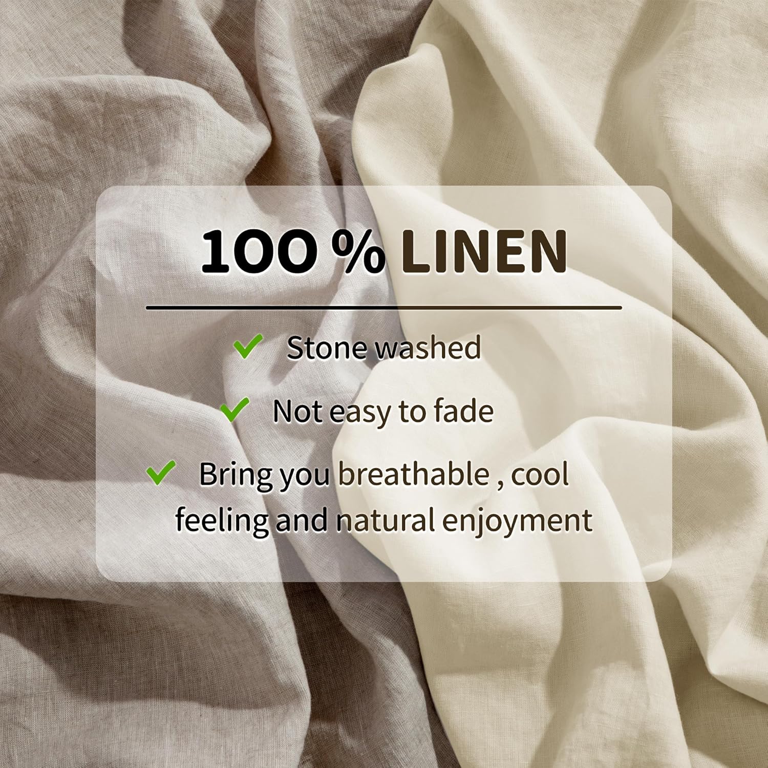 LBRO2M 100% Pure Linen Sheet Set Deep Pocket Up to 16" Bed Sheets Sets, Natural Flax Beddings Soft, Breathable, Comfortable for All Seasons 4 Pcs Sheet Set Queen Size, Beige