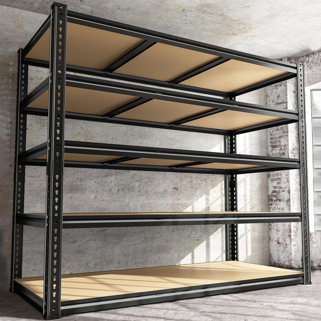 48" W Garage Shelving Heavy Duty 3080LBS Garage Storage Shelving, 5 Tier Adjustable Metal Shelving Unit Utility Rack Shelf for Warehouse, Pantry, Closet, Kitchen 72" H x 48" W x 24" D, Black,Gifts