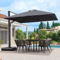 PURPLE LEAF 10 FT Square Patio Umbrella Large Outdoor Aluminum Offset Umbrella with 360-degree Rotation Cantilever Umbrella for Garden Deck Backyard Pool, Grey